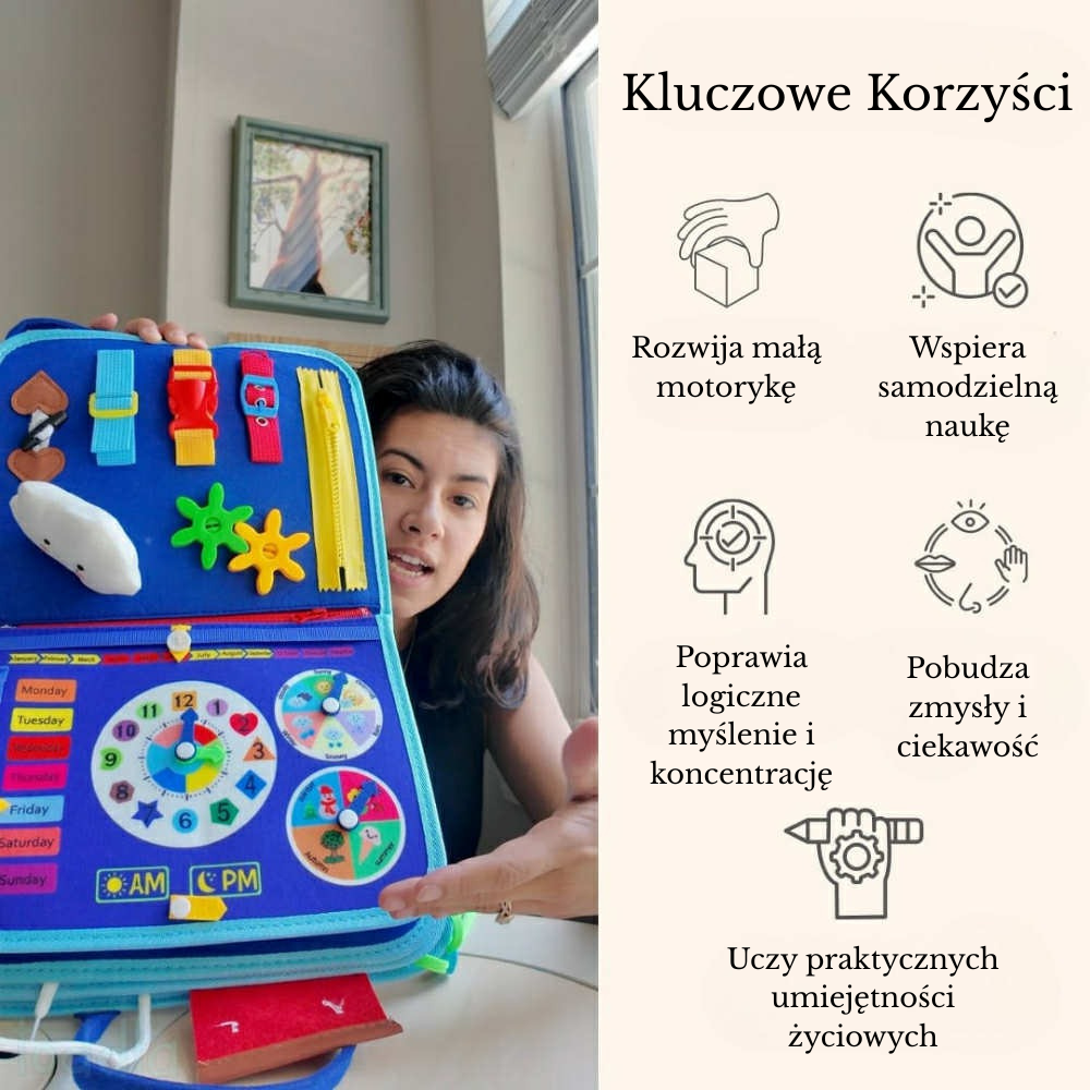 Tablica Sensoryczna Montessori 20w1 – Busy Board dla Dzieci